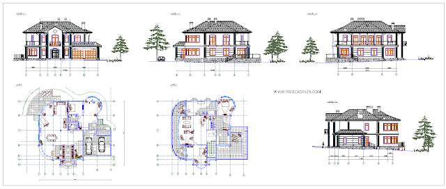 Two-story house with elevations